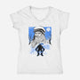 Renaissance Ninja Leonardo Sumi-E-Womens-V-Neck-Tee-Astrobot Invention