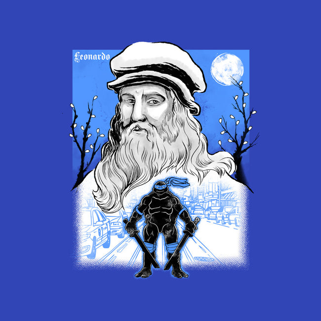 Renaissance Ninja Leonardo Sumi-E-Womens-V-Neck-Tee-Astrobot Invention