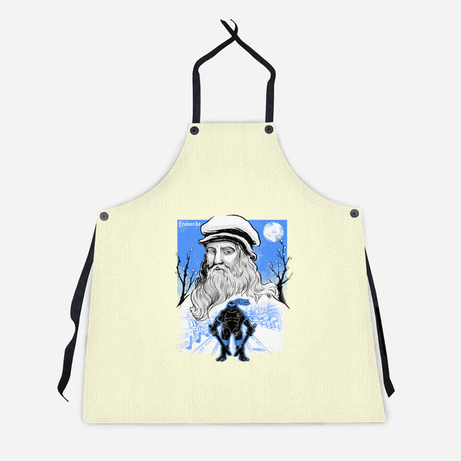 Renaissance Ninja Leonardo Sumi-E-Unisex-Kitchen-Apron-Astrobot Invention