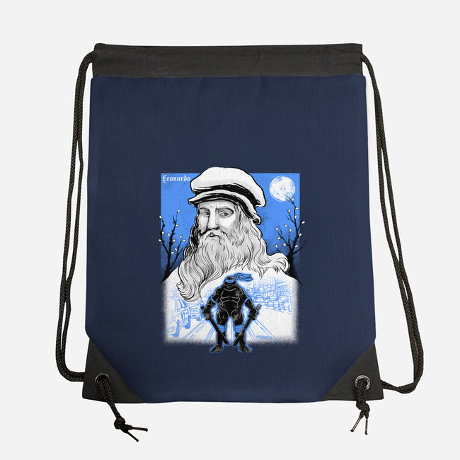 Renaissance Ninja Leonardo Sumi-E-None-Drawstring-Bag-Astrobot Invention