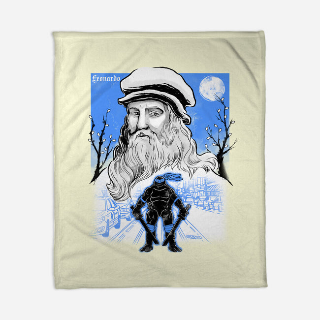 Renaissance Ninja Leonardo Sumi-E-None-Fleece-Blanket-Astrobot Invention