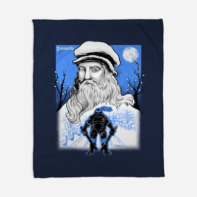 Renaissance Ninja Leonardo Sumi-E-None-Fleece-Blanket-Astrobot Invention