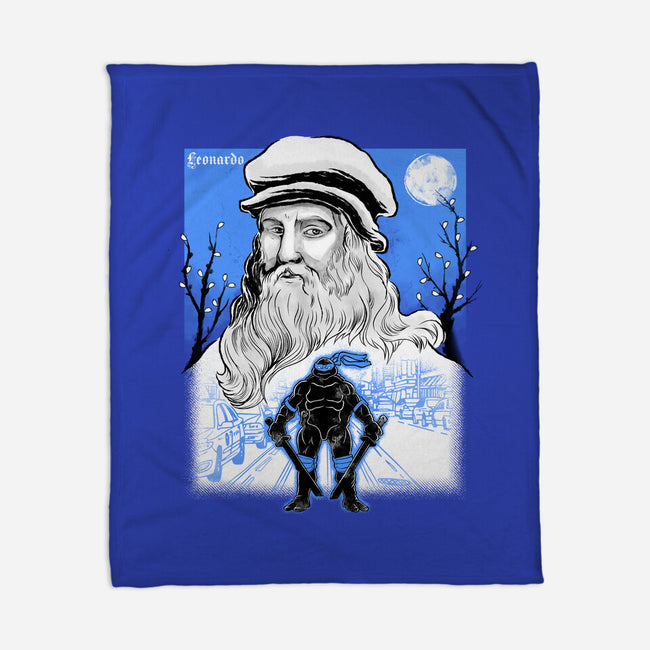 Renaissance Ninja Leonardo Sumi-E-None-Fleece-Blanket-Astrobot Invention