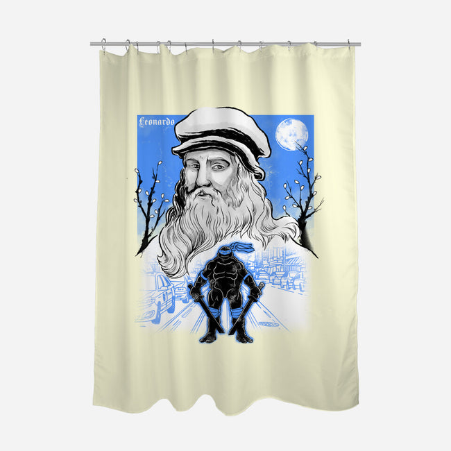 Renaissance Ninja Leonardo Sumi-E-None-Polyester-Shower Curtain-Astrobot Invention