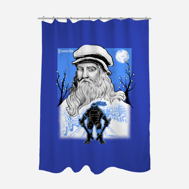 Renaissance Ninja Leonardo Sumi-E-None-Polyester-Shower Curtain-Astrobot Invention