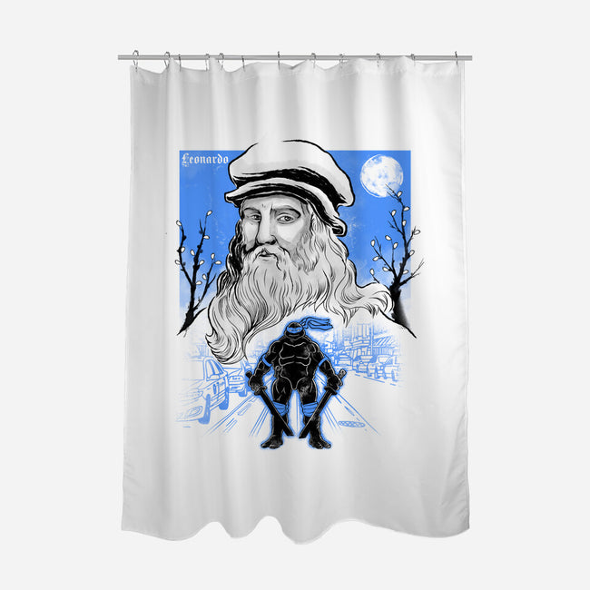 Renaissance Ninja Leonardo Sumi-E-None-Polyester-Shower Curtain-Astrobot Invention