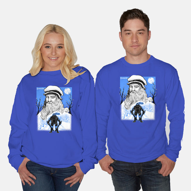 Renaissance Ninja Leonardo Sumi-E-Unisex-Crew Neck-Sweatshirt-Astrobot Invention
