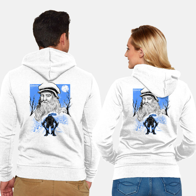 Renaissance Ninja Leonardo Sumi-E-Unisex-Zip-Up-Sweatshirt-Astrobot Invention