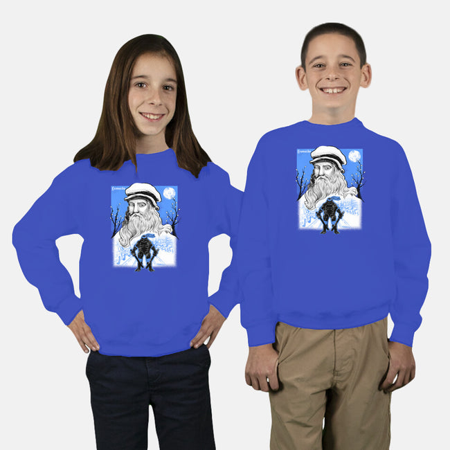 Renaissance Ninja Leonardo Sumi-E-Youth-Crew Neck-Sweatshirt-Astrobot Invention