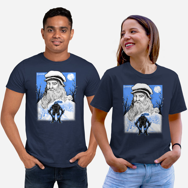Renaissance Ninja Leonardo Sumi-E-Unisex-Basic-Tee-Astrobot Invention