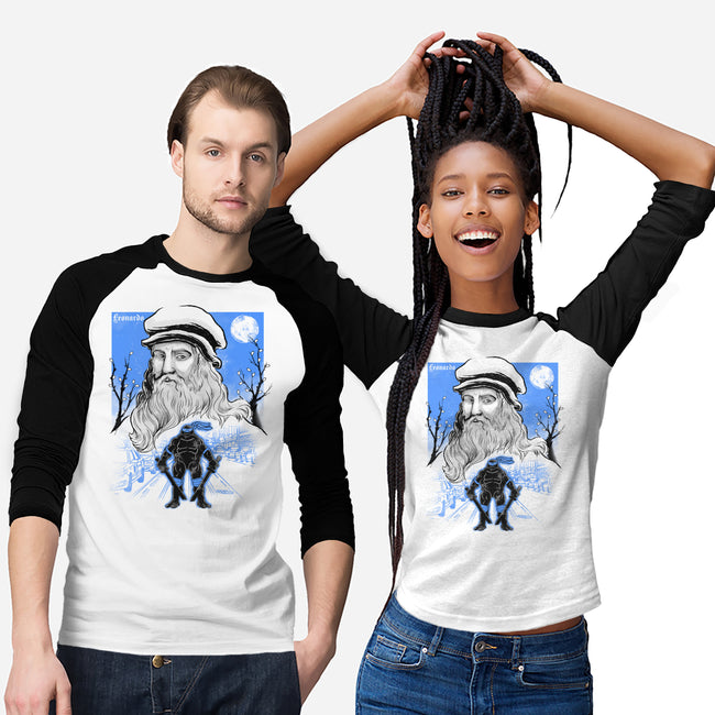 Renaissance Ninja Leonardo Sumi-E-Unisex-Baseball-Tee-Astrobot Invention