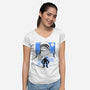 Renaissance Ninja Leonardo Sumi-E-Womens-V-Neck-Tee-Astrobot Invention