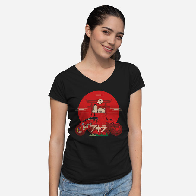 Snoopy X Akira-Womens-V-Neck-Tee-BadBox