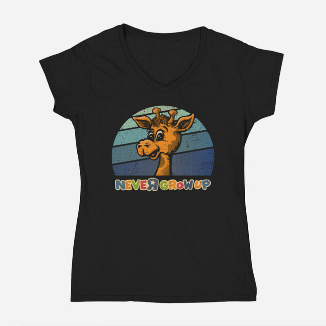 Never Going To Grow Up-Womens-V-Neck-Tee-kg07