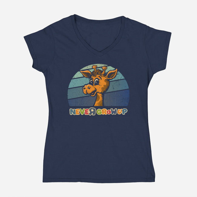 Never Going To Grow Up-Womens-V-Neck-Tee-kg07