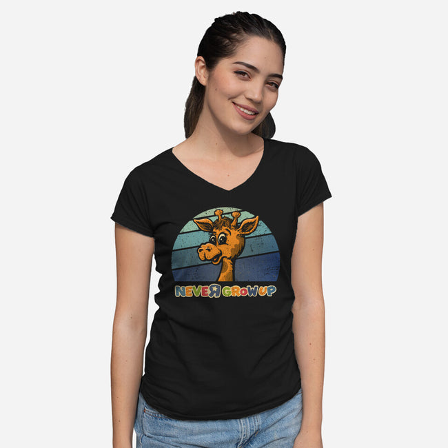 Never Going To Grow Up-Womens-V-Neck-Tee-kg07