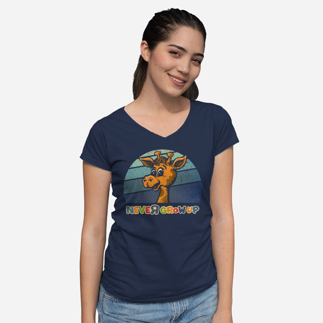 Never Going To Grow Up-Womens-V-Neck-Tee-kg07