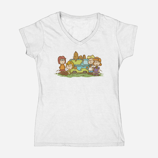 Mysterious Gang-Womens-V-Neck-Tee-kg07