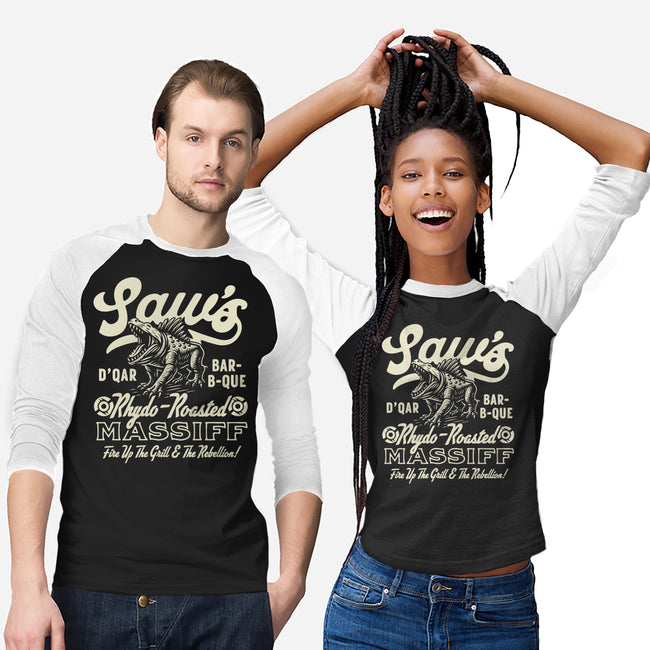 Saw's BBQ-Unisex-Baseball-Tee-Wheels