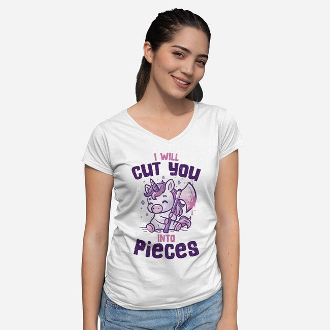 I Will Cut You Into Pieces-Womens-V-Neck-Tee-koalastudio