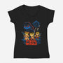 Frog Wars-Womens-V-Neck-Tee-worlddominationforcats