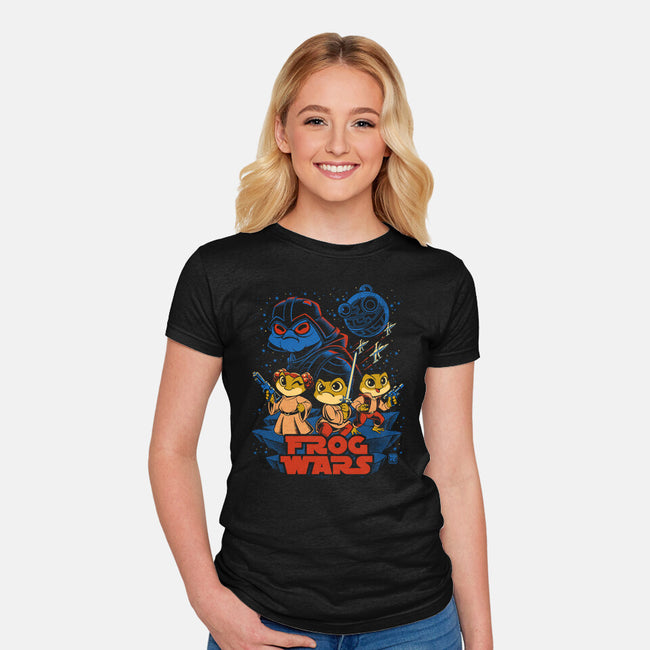 Frog Wars-Womens-Fitted-Tee-worlddominationforcats