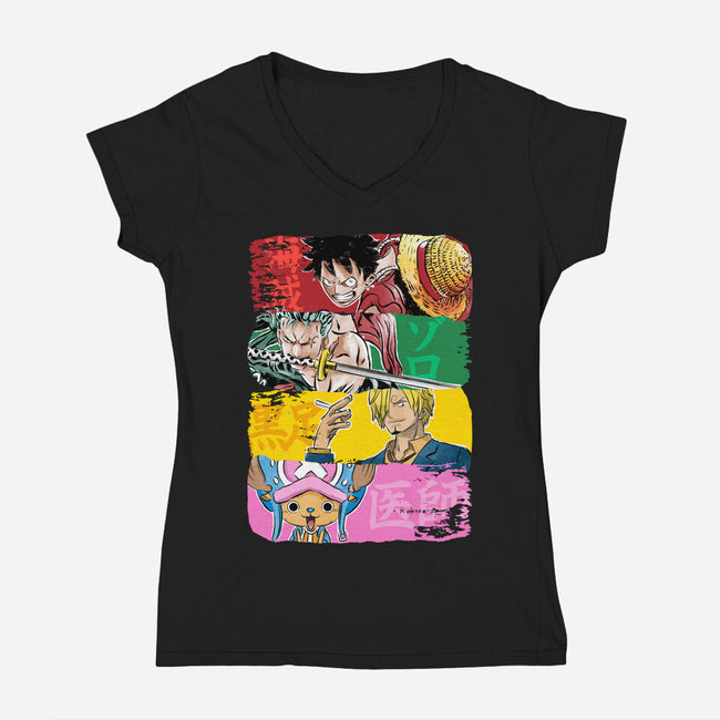 Pirate Brushstrokes-Womens-V-Neck-Tee-DrMonekers