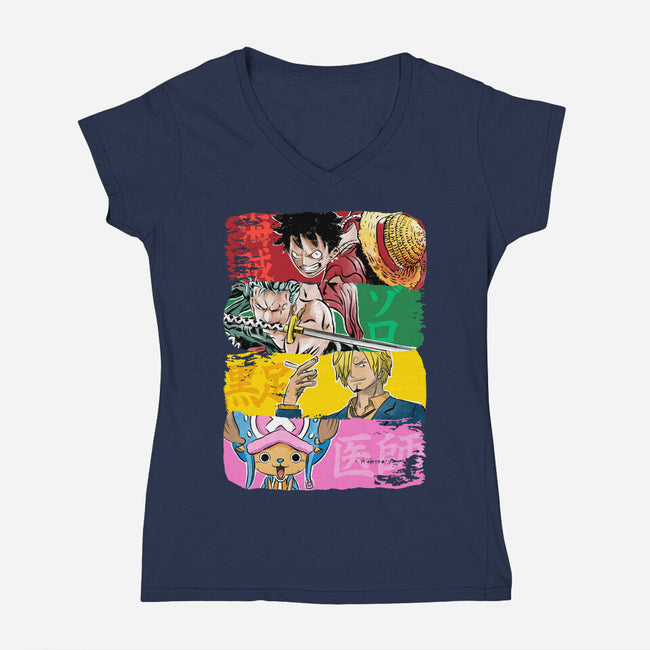 Pirate Brushstrokes-Womens-V-Neck-Tee-DrMonekers