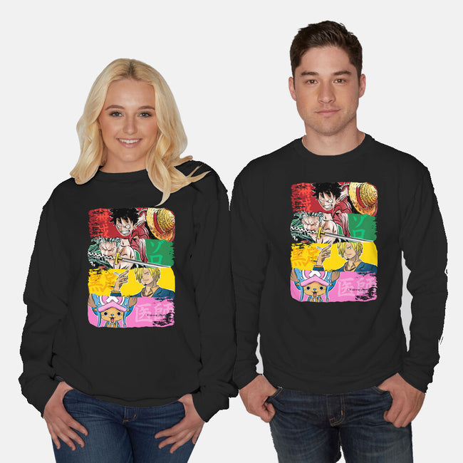 Pirate Brushstrokes-Unisex-Crew Neck-Sweatshirt-DrMonekers