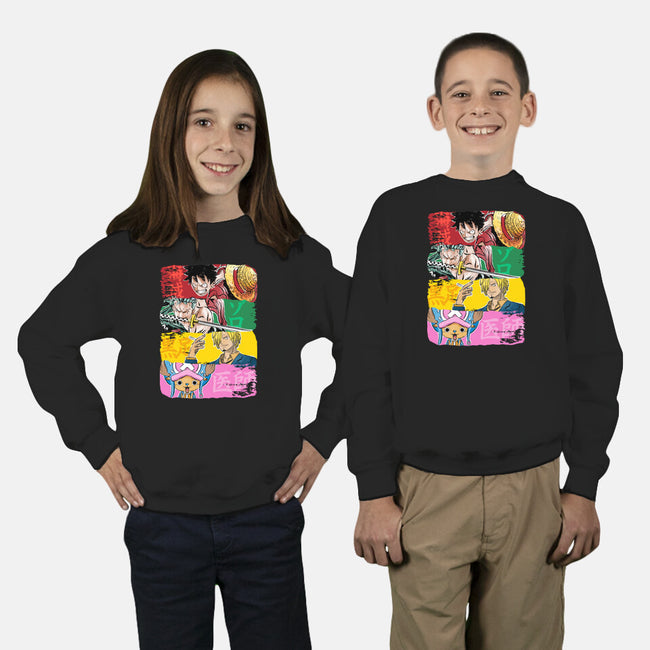 Pirate Brushstrokes-Youth-Crew Neck-Sweatshirt-DrMonekers