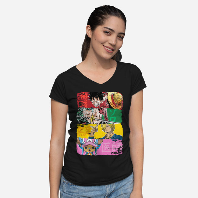 Pirate Brushstrokes-Womens-V-Neck-Tee-DrMonekers