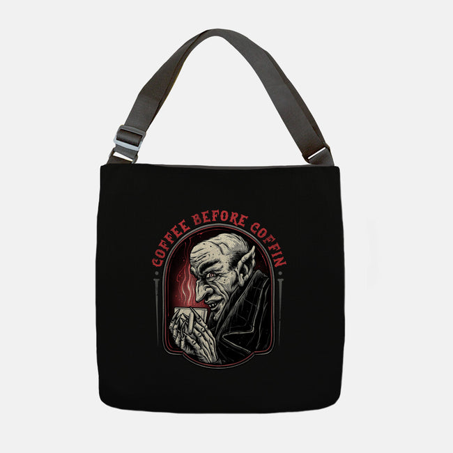 Coffee Before Coffin-None-Adjustable Tote-Bag-glitchygorilla