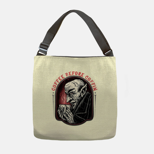 Coffee Before Coffin-None-Adjustable Tote-Bag-glitchygorilla