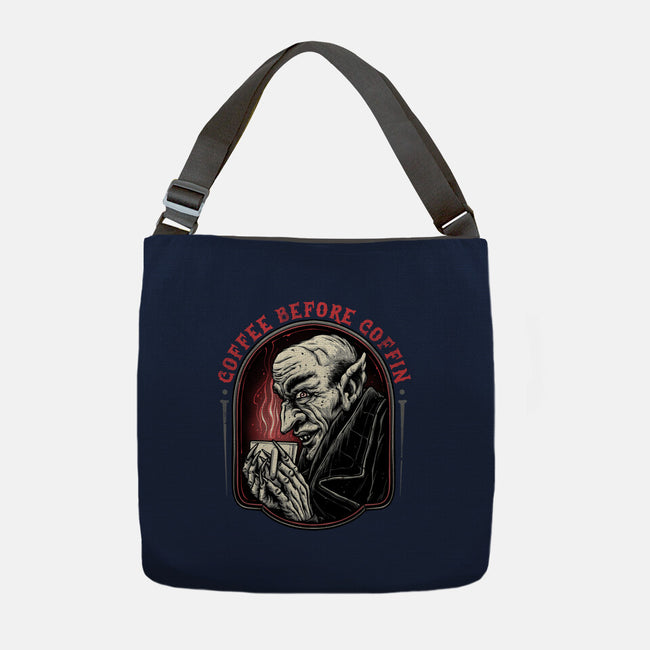 Coffee Before Coffin-None-Adjustable Tote-Bag-glitchygorilla