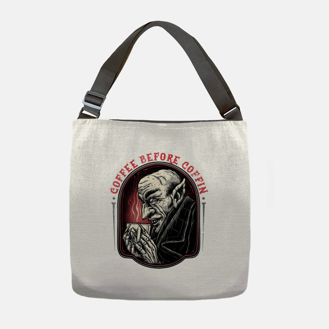 Coffee Before Coffin-None-Adjustable Tote-Bag-glitchygorilla