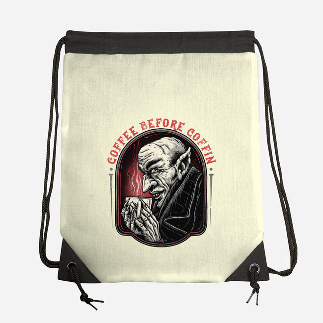 Coffee Before Coffin-None-Drawstring-Bag-glitchygorilla