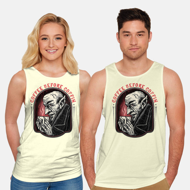 Coffee Before Coffin-Unisex-Basic-Tank-glitchygorilla