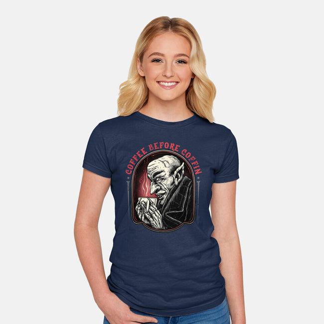 Coffee Before Coffin-Womens-Fitted-Tee-glitchygorilla