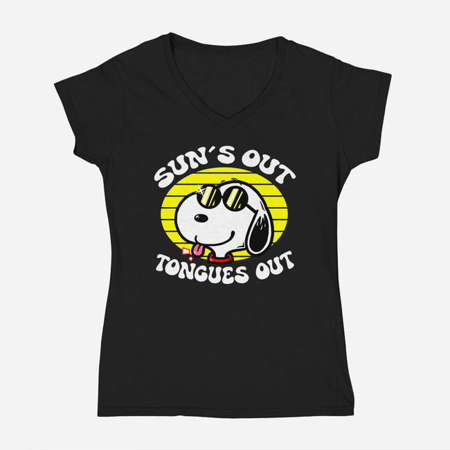 Sun's Out Tongues Out-Womens-V-Neck-Tee-krisren28