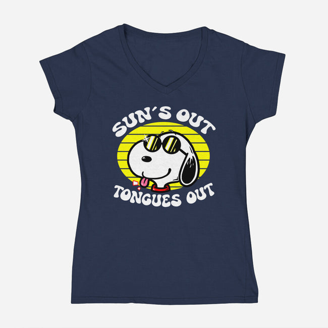Sun's Out Tongues Out-Womens-V-Neck-Tee-krisren28