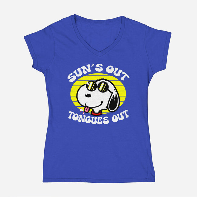 Sun's Out Tongues Out-Womens-V-Neck-Tee-krisren28