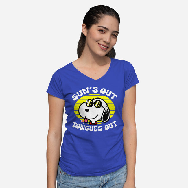 Sun's Out Tongues Out-Womens-V-Neck-Tee-krisren28