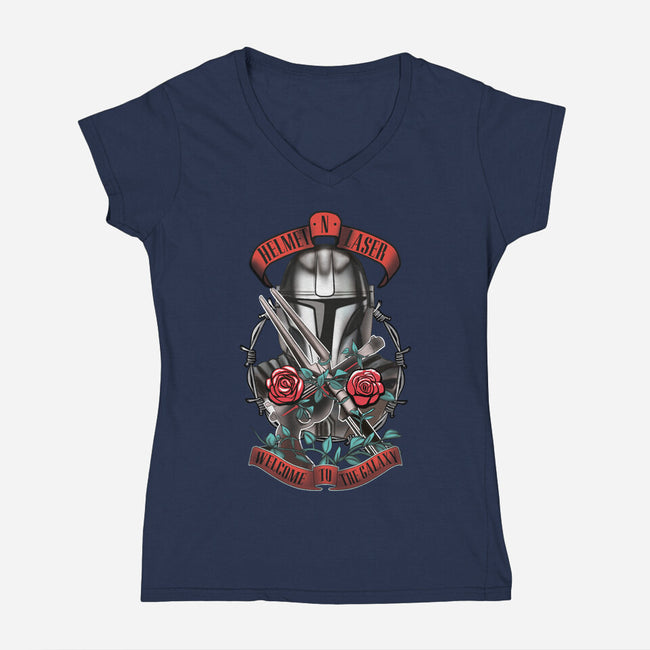 Helmet N Laser-Womens-V-Neck-Tee-Samuel
