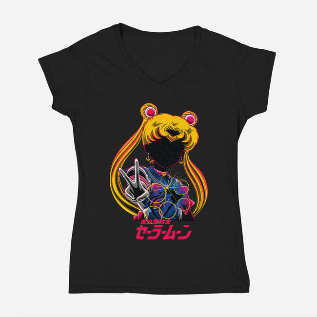 Moon Princess Galaxy-Womens-V-Neck-Tee-rmatix