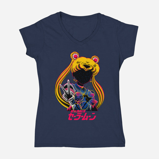 Moon Princess Galaxy-Womens-V-Neck-Tee-rmatix