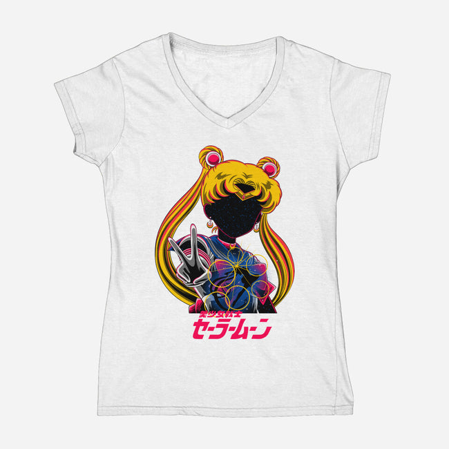 Moon Princess Galaxy-Womens-V-Neck-Tee-rmatix