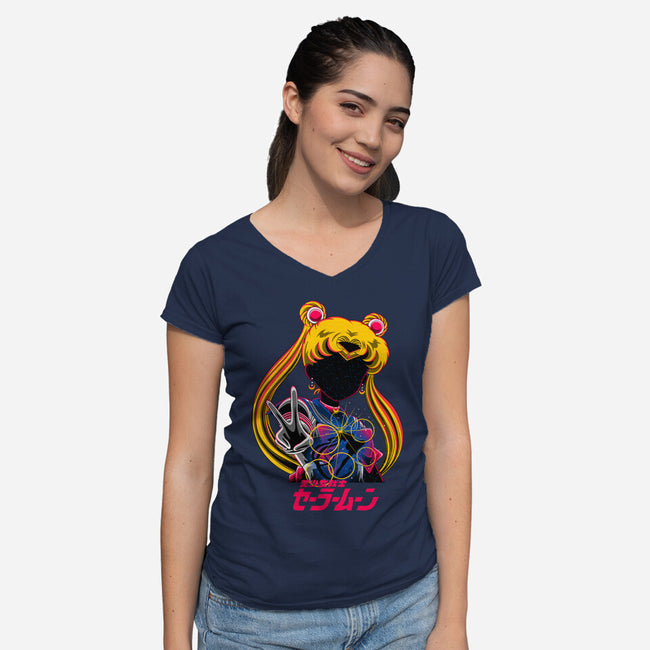 Moon Princess Galaxy-Womens-V-Neck-Tee-rmatix