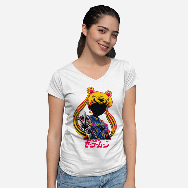 Moon Princess Galaxy-Womens-V-Neck-Tee-rmatix