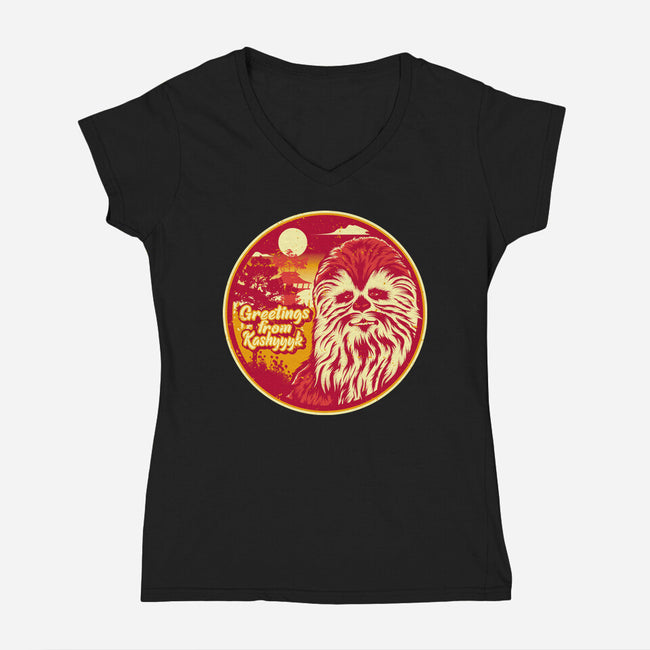 Greetings From The Forest Planet-Womens-V-Neck-Tee-SuperEdu