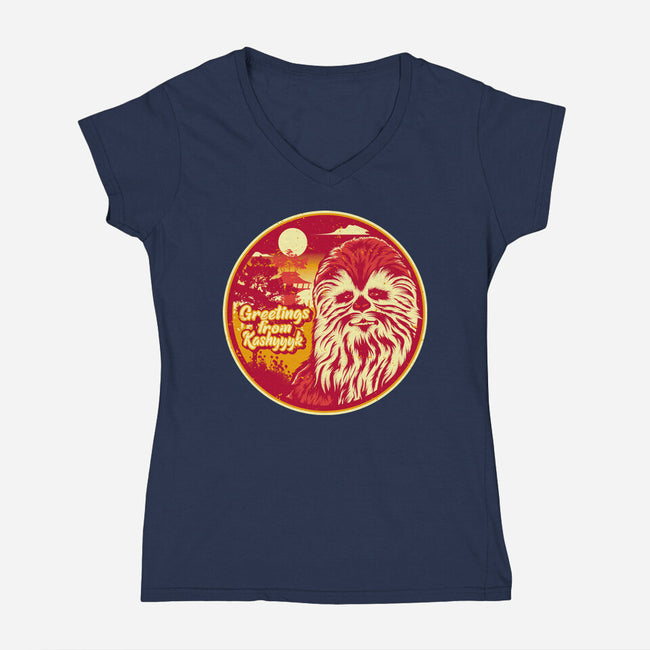 Greetings From The Forest Planet-Womens-V-Neck-Tee-SuperEdu
